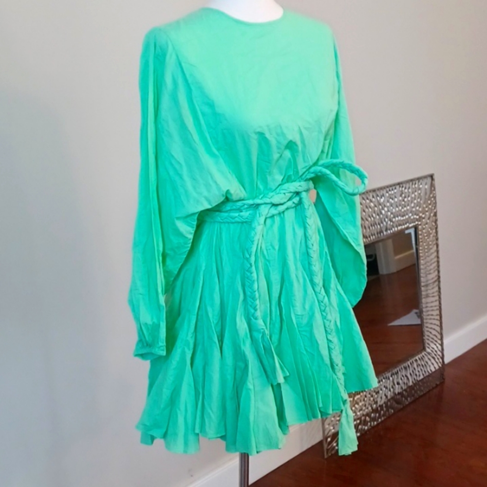 Rhode mini dress ELLA dress poplin cotton resort bishop sleeve belt Medium - Picture 9 of 13